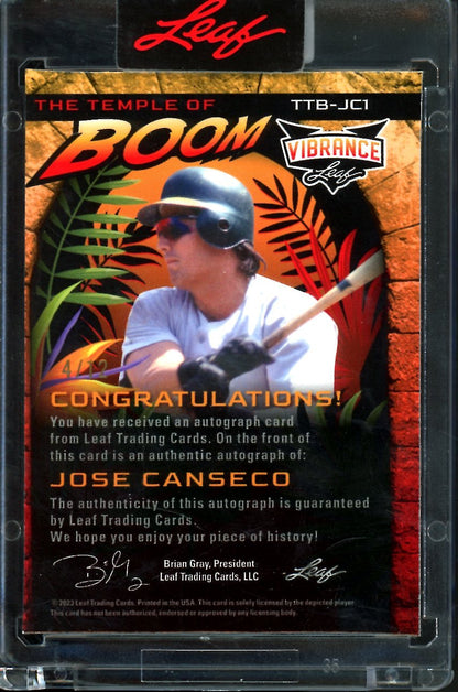 2023 Leaf Vibrance Jose Canseco The Temple of Boom Auto /12 - Trading Card Market