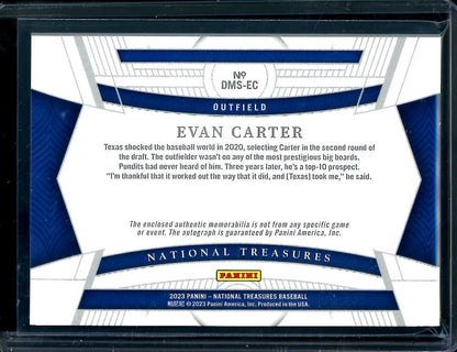 2023 Panini National Treasures Evan Carter Texas Patch Auto /99 Rangers - Trading Card Market