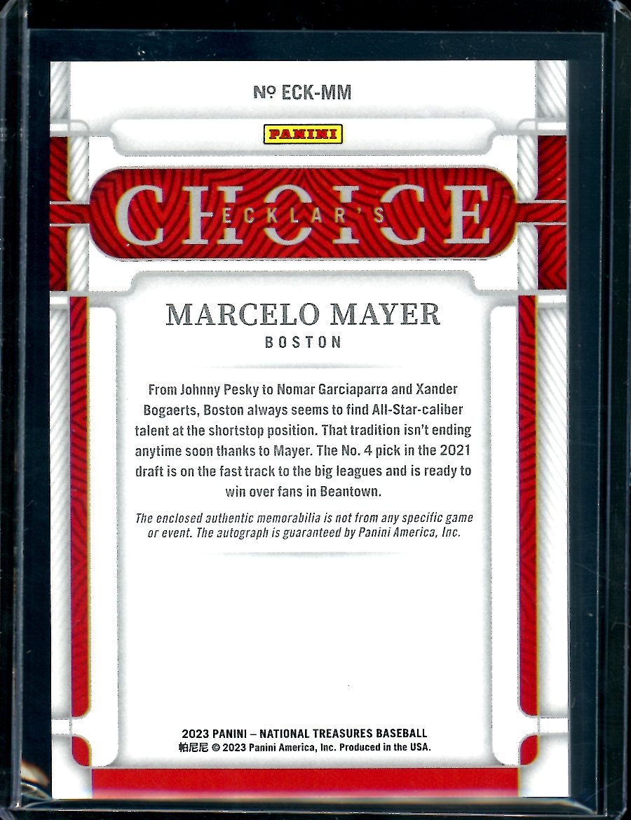 2023 Panini National Treasures Marcelo Mayer Ecklar's Choice Patch Auto /99 Red Sox - Trading Card Market
