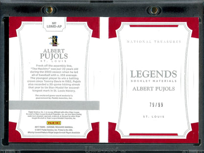 2017 Panini National Treasures Albert Pujols Legends Booklet Patch /99 Cardinals - Trading Card Market