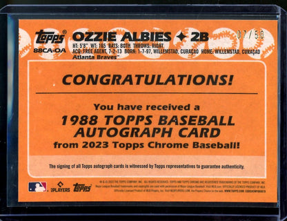 2023 Topps Chrome Ozzie Albies 1988 Topps Auto /50 Braves - Trading Card Market