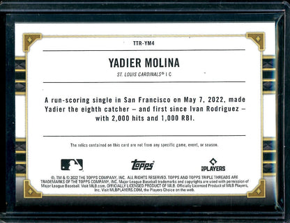 2022 Topps Triple Threads Yadier Molina Patch /9 Cardinals - Trading Card Market