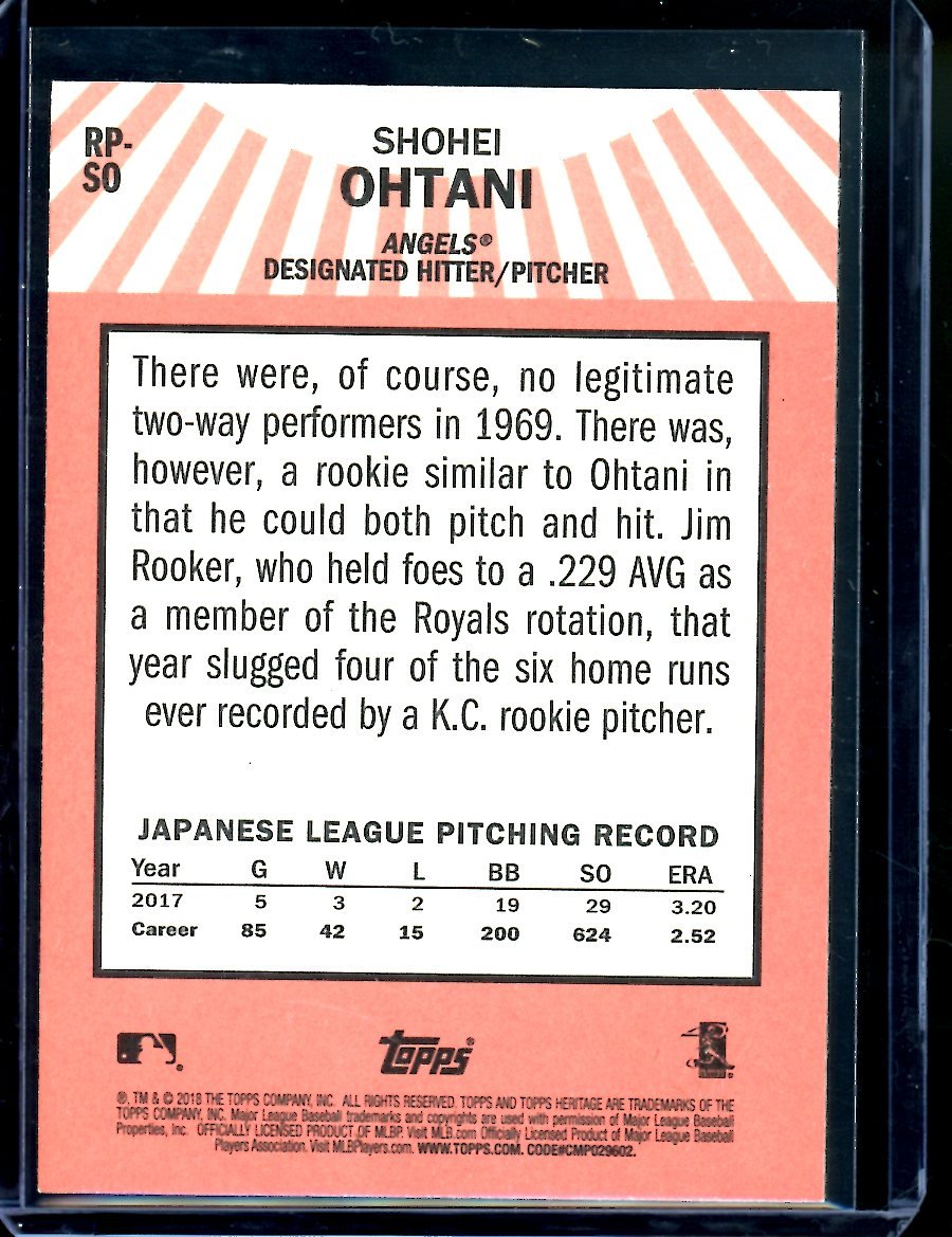 2018 Topps Heritage Shohei Ohtani Rookie Performers Angels - Trading Card Market