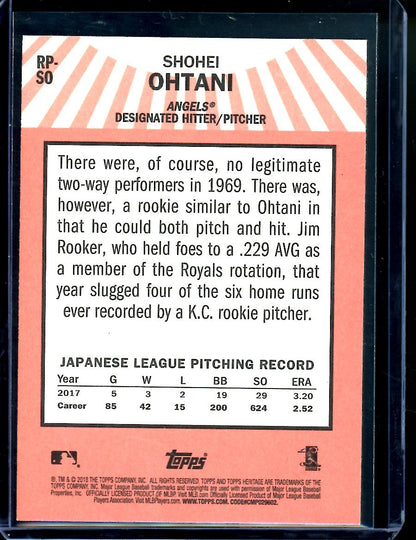 2018 Topps Heritage Shohei Ohtani Rookie Performers Angels - Trading Card Market