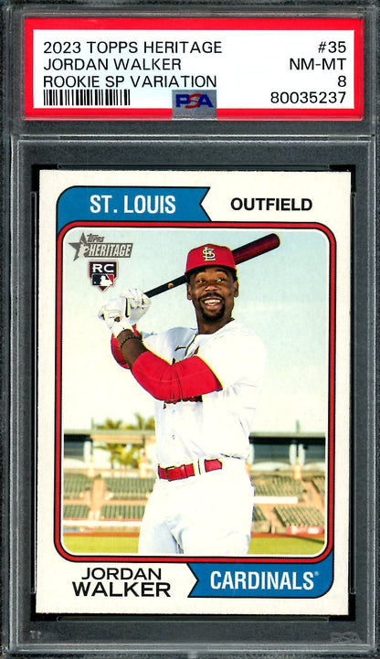 2023 Topps Heritage Jordan Walker Rookie SP Variation PSA 8 Cardinals - Trading Card Market