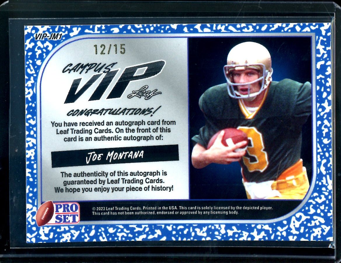 2023 Leaf Pro Set Metal Joe Montana Campus VIP Auto /15 Notre Dame - Trading Card Market