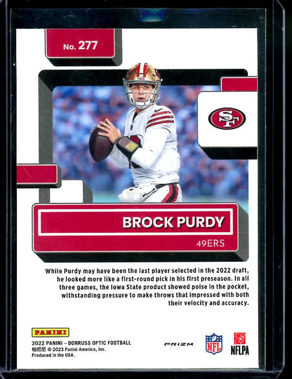 2022 Panini Optic Brock Purdy Rookie Purple Shock 49ers - Trading Card Market