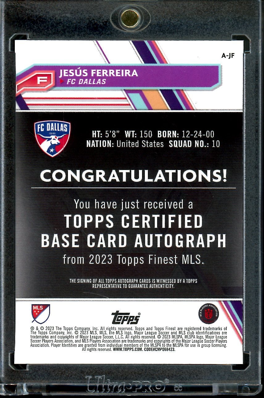 2023 Topps Finest MLS Jesus Ferreira Superfractor Auto 1/1 FC Dallas - Trading Card Market