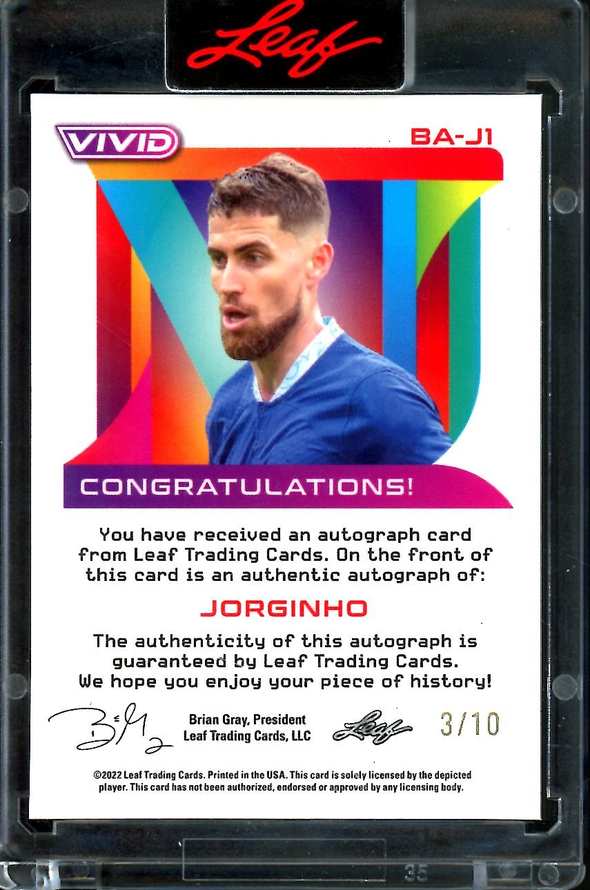 2022 Leaf Vivid Soccer Jorginho Auto /10 - Trading Card Market