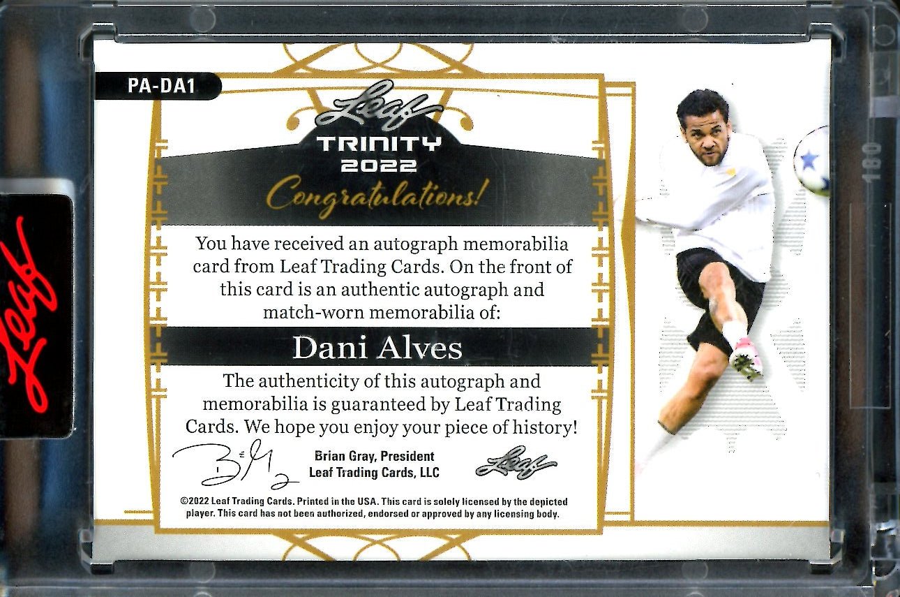 2022 Leaf Trinity Soccer Dani Alves Patch Auto Green /8 - Trading Card Market