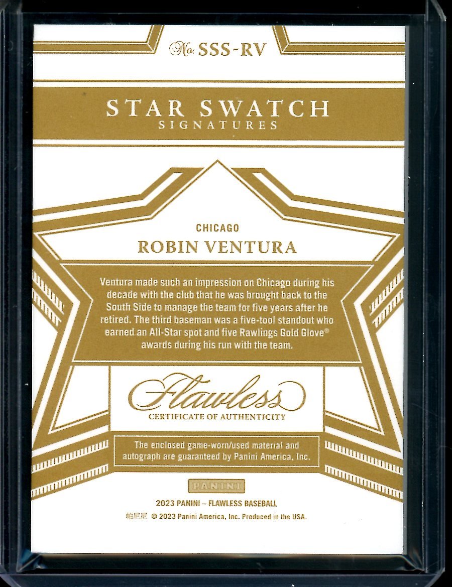 2023 Panini Flawless Robin Ventura Star Swatch Signatures Patch Auto Emerald /5 White Sox - Trading Card Market