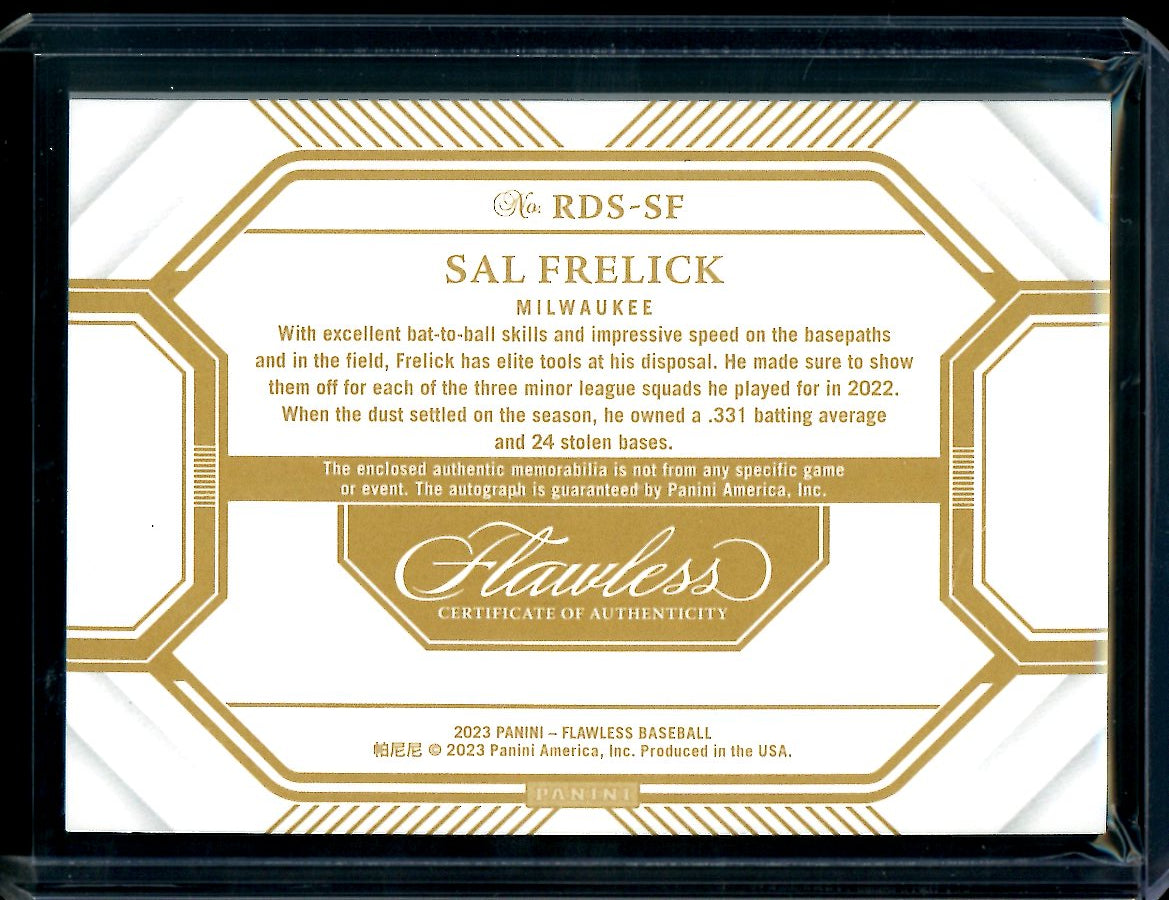 2023 Panini Flawless Sal Frelick Rookie RPA Gold /10 Brewers