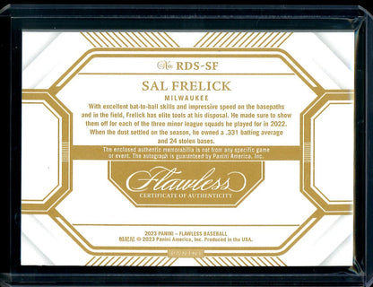 2023 Panini Flawless Sal Frelick Rookie RPA Gold /10 Brewers