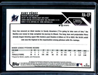 2023 Topps Chrome Eury Perez Rookie Auto Orange /25 Marlins - Trading Card Market