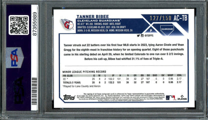 2023 Topps Chrome Tanner Bibee Rookie Auto Blue /150 PSA 10 Guardians - Trading Card Market