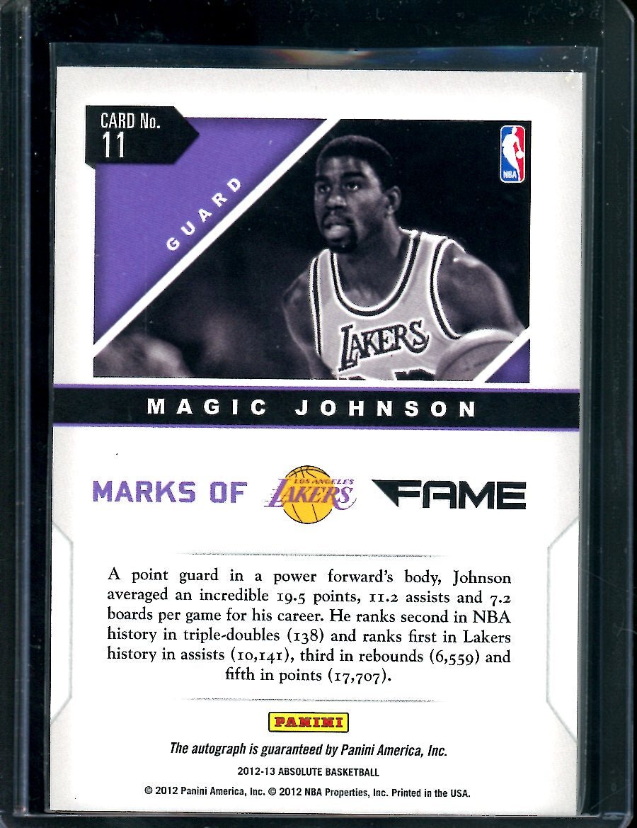 2012/13 Panini Absolute Magic Johnson Marks of Fame Auto /49 Lakers - Trading Card Market
