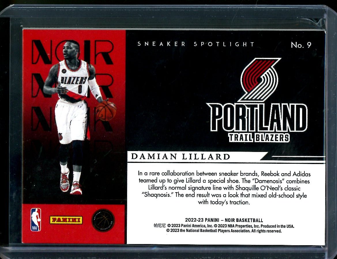 2022/23 Panini Noir Damian Lillard Sneaker Spotlight /99 Trail Blazers - Trading Card Market