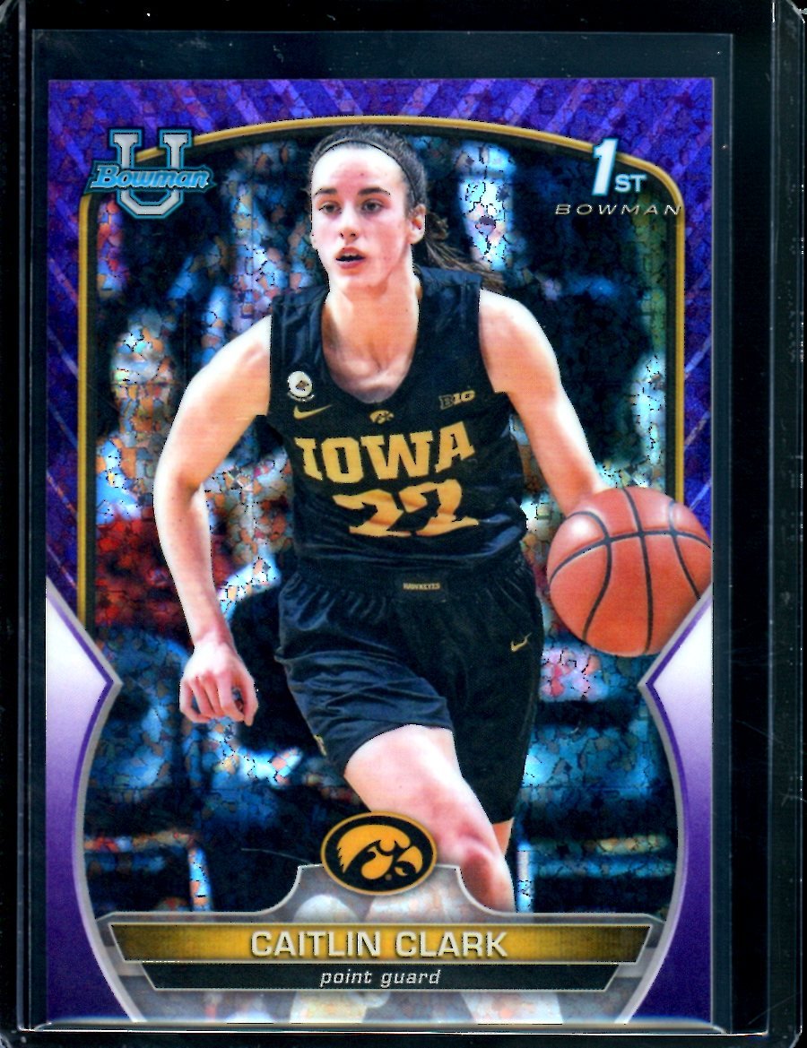 2023 Topps Bowman Chrome University Caitlin Clark 1st Bowman Purple Mini Diamond /399 Iowa - Trading Card Market