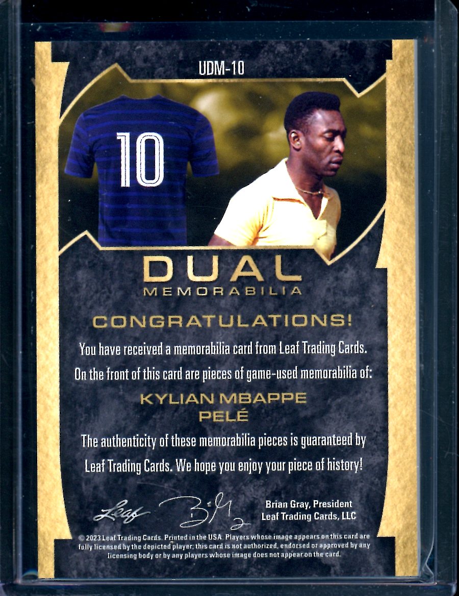 2022 Leaf Ultimate Soccer Kylian Mbappe/Pele Dual Patch /27