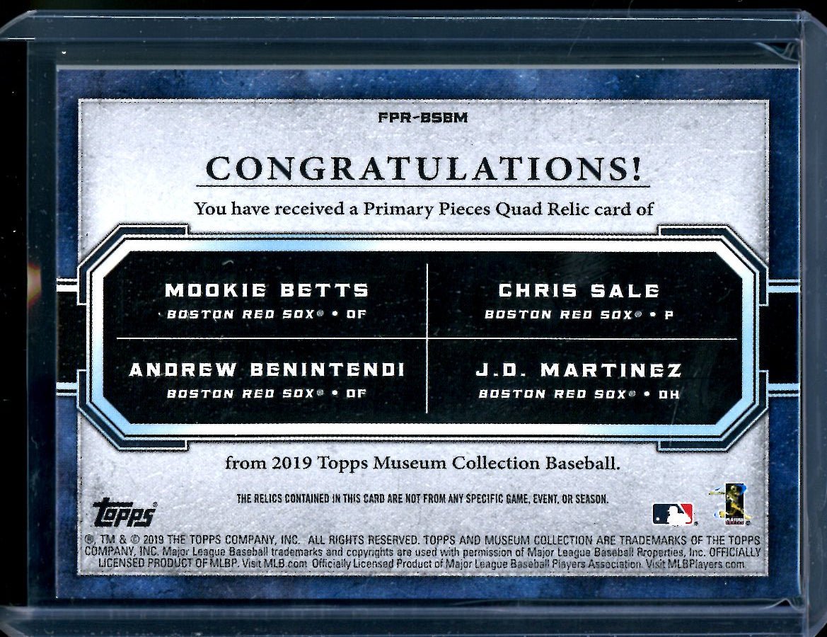 2019 Topps Museum Mookie Bets/Chris Sale/Andrew Benintendi/J.D. Martinez Quad Patch /75 Red Sox - Trading Card Market