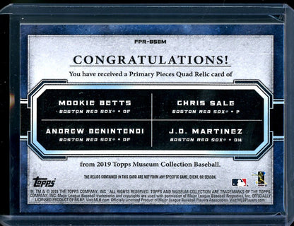 2019 Topps Museum Mookie Bets/Chris Sale/Andrew Benintendi/J.D. Martinez Quad Patch /75 Red Sox - Trading Card Market