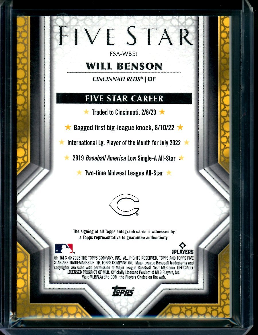 2023 Topps Five Star Will Benson Rookie Auto Reds - Trading Card Market