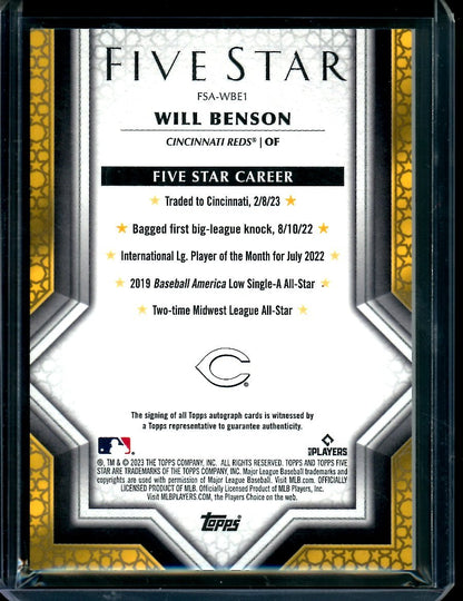 2023 Topps Five Star Will Benson Rookie Auto Reds - Trading Card Market
