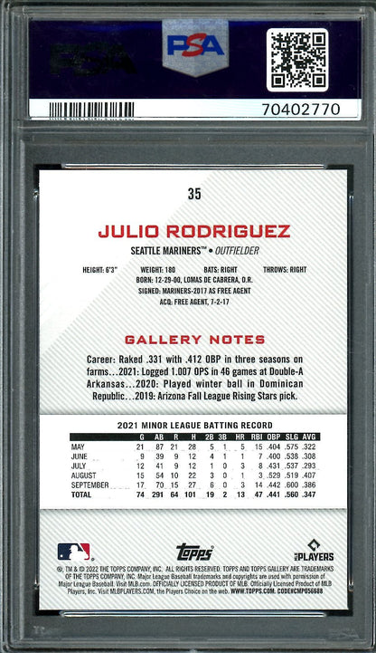 2022 Topps Gallery Julio Rodriguez Rookie PSA 10 Mariners - Trading Card Market