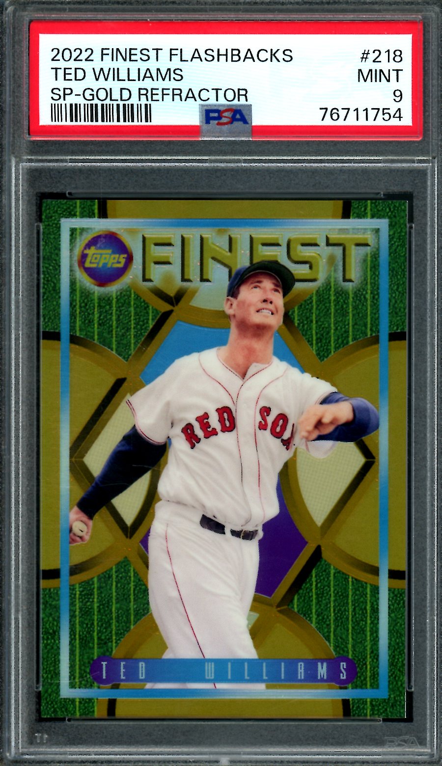 2022 Topps Finest Flashbacks Ted Williams SP Gold Refractor /50 PSA 9 ...