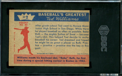 1959 Fleer Ted Williams/Babe Ruth "Ted's Idol" SGC 2 Red Sox - Trading Card Market