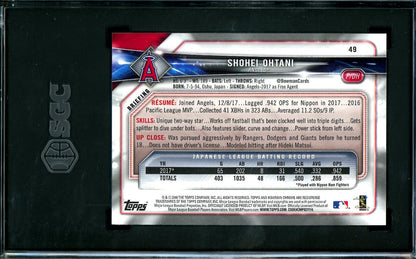 2018 Bowman Shohei Ohtani Rookie SGC 9.5 Angels - Trading Card Market