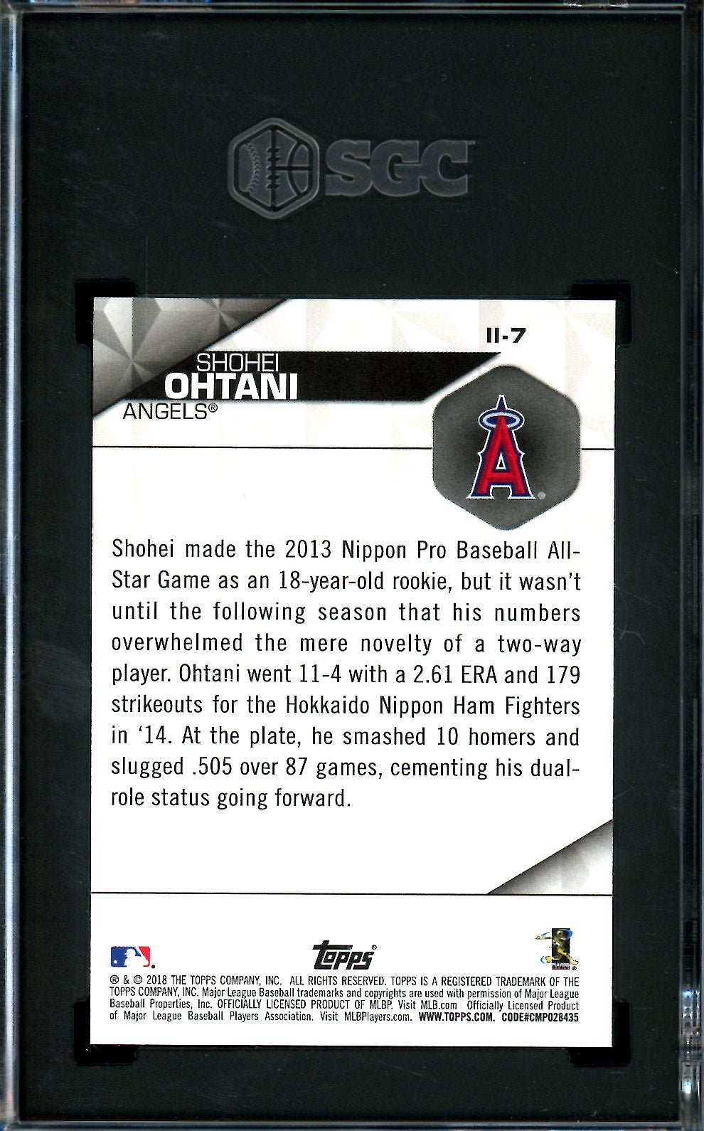 2018 Topps Shohei Ohtani Rookie Instant Impact SGC 10 Angels - Trading Card Market