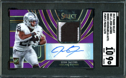 2019 Panini Select Josh Jacobs Rookie RPA Purple /25 SGC 9 Raiders - Trading Card Market