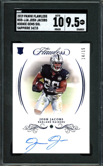 2019 Panini Flawless Josh Jacobs Rookie Sapphire Auto /15 SGC 9.5 Raiders - Trading Card Market