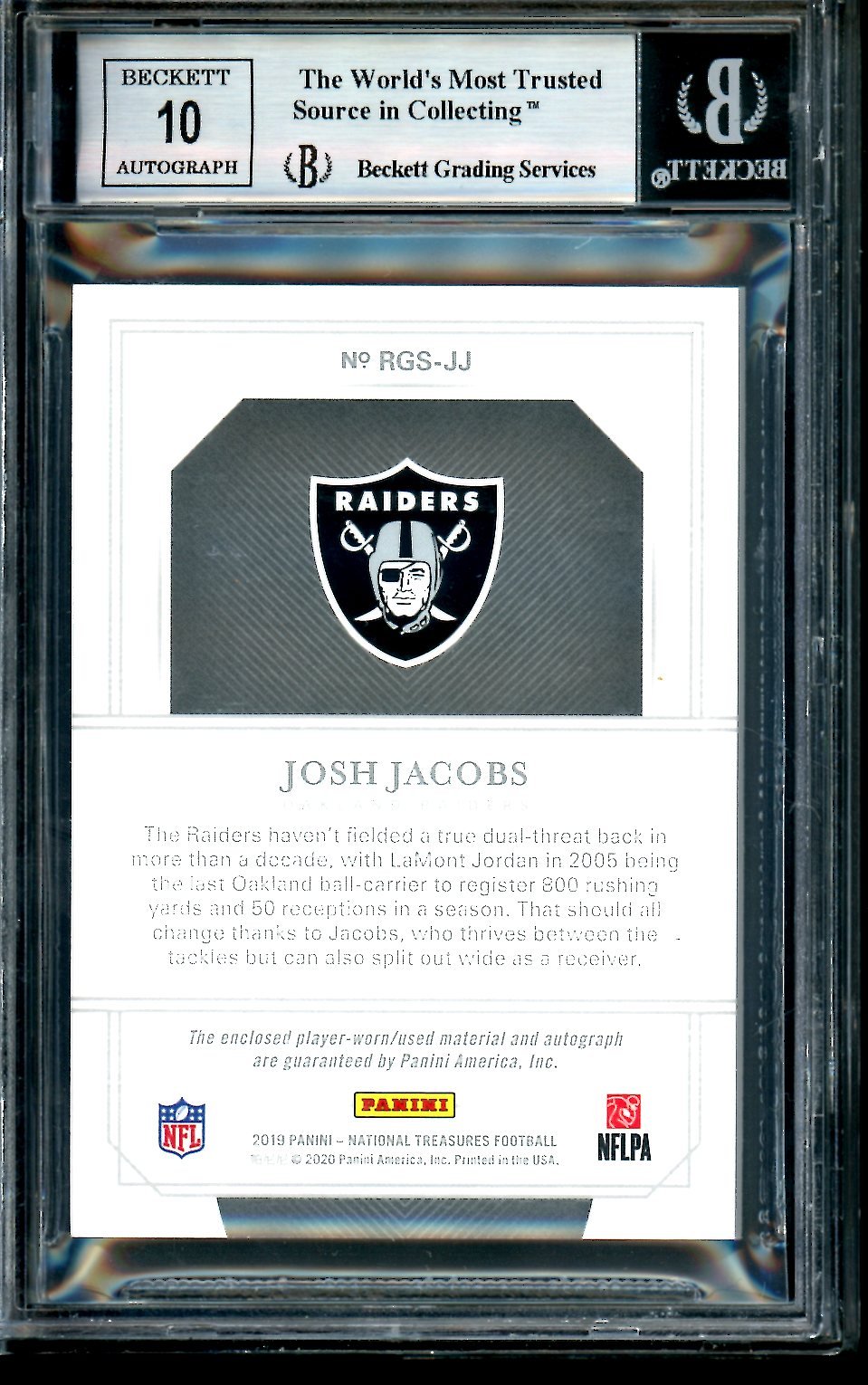 2019 Panini National Treasures Josh Jacobs Rookie Glove RPA /25 BGS 9 Raiders - Trading Card Market