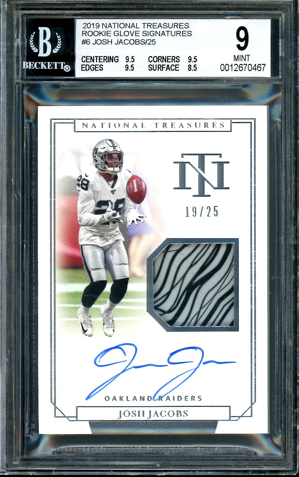 2019 Panini National Treasures Josh Jacobs Rookie Glove RPA /25 BGS 9 Raiders - Trading Card Market