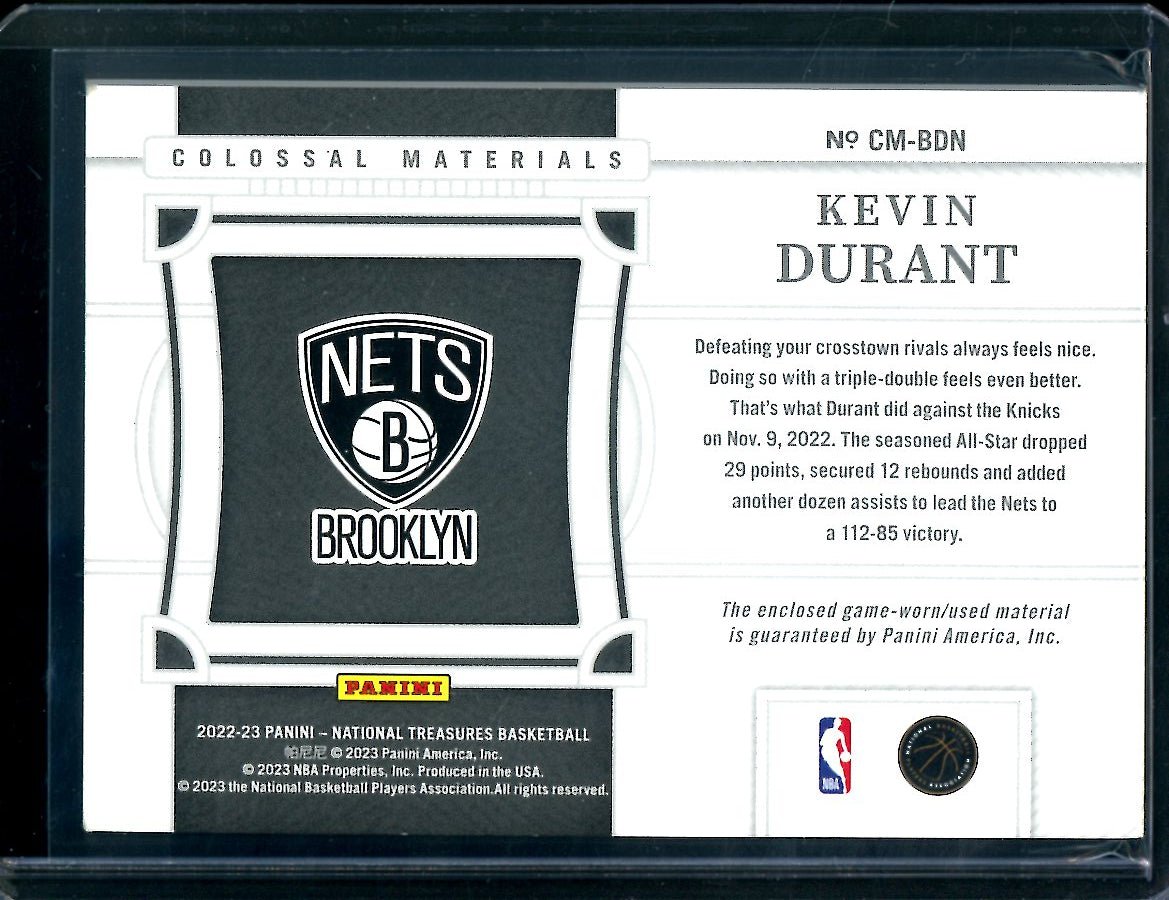 2022/23 Panini National Treasures Kevin Durant Colossal Patch /99 Nets - Trading Card Market
