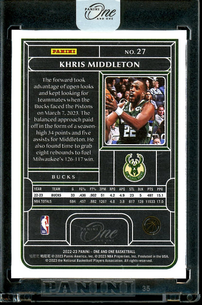 2022/23 Panini One & One Khris Middleton Red /15 Bucks