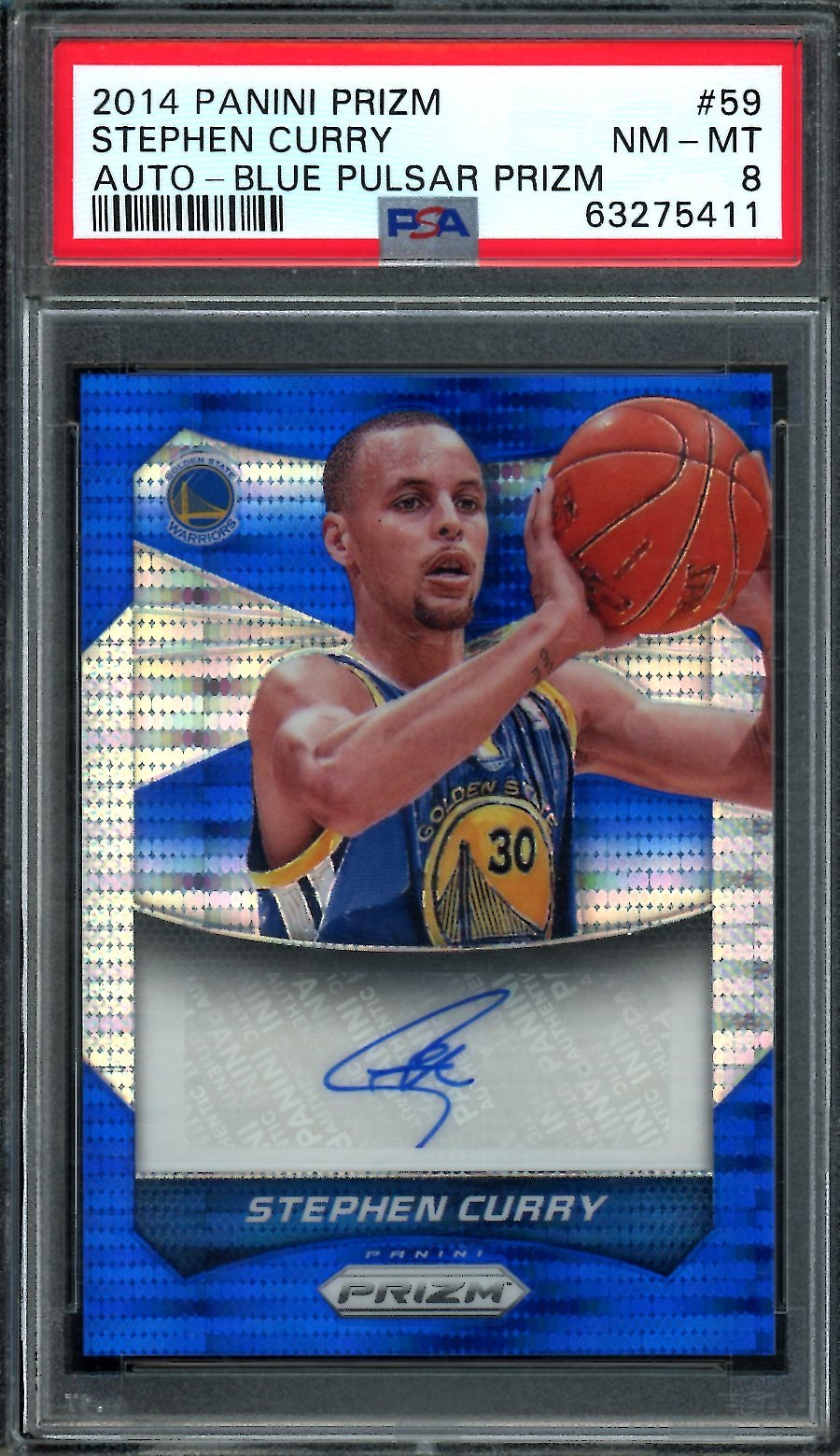 2014 Panini Prizm Stephen Curry Blue Pulsar Auto /49 PSA 8 Warriors - Trading Card Market