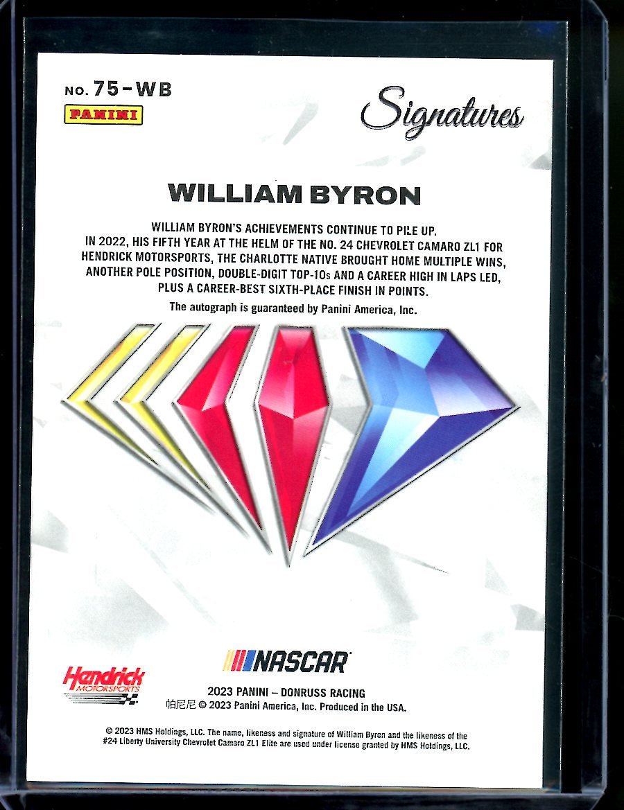 2023 Panini Chronicles Racing William Byron 75th Anniversary Signatures Auto /75 NASCAR - Trading Card Market