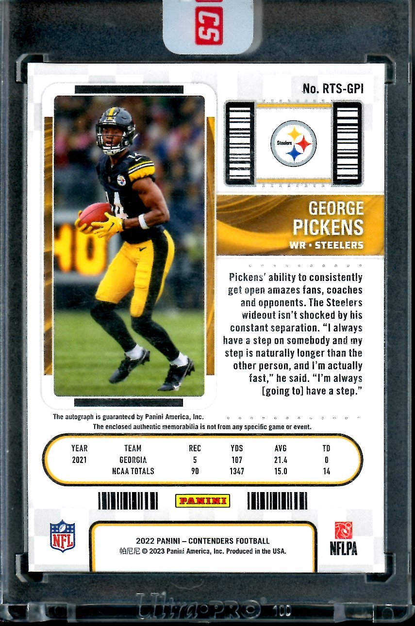 2022 Panini Contenders George Pickens Rookie RPA Steelers - Trading Card Market