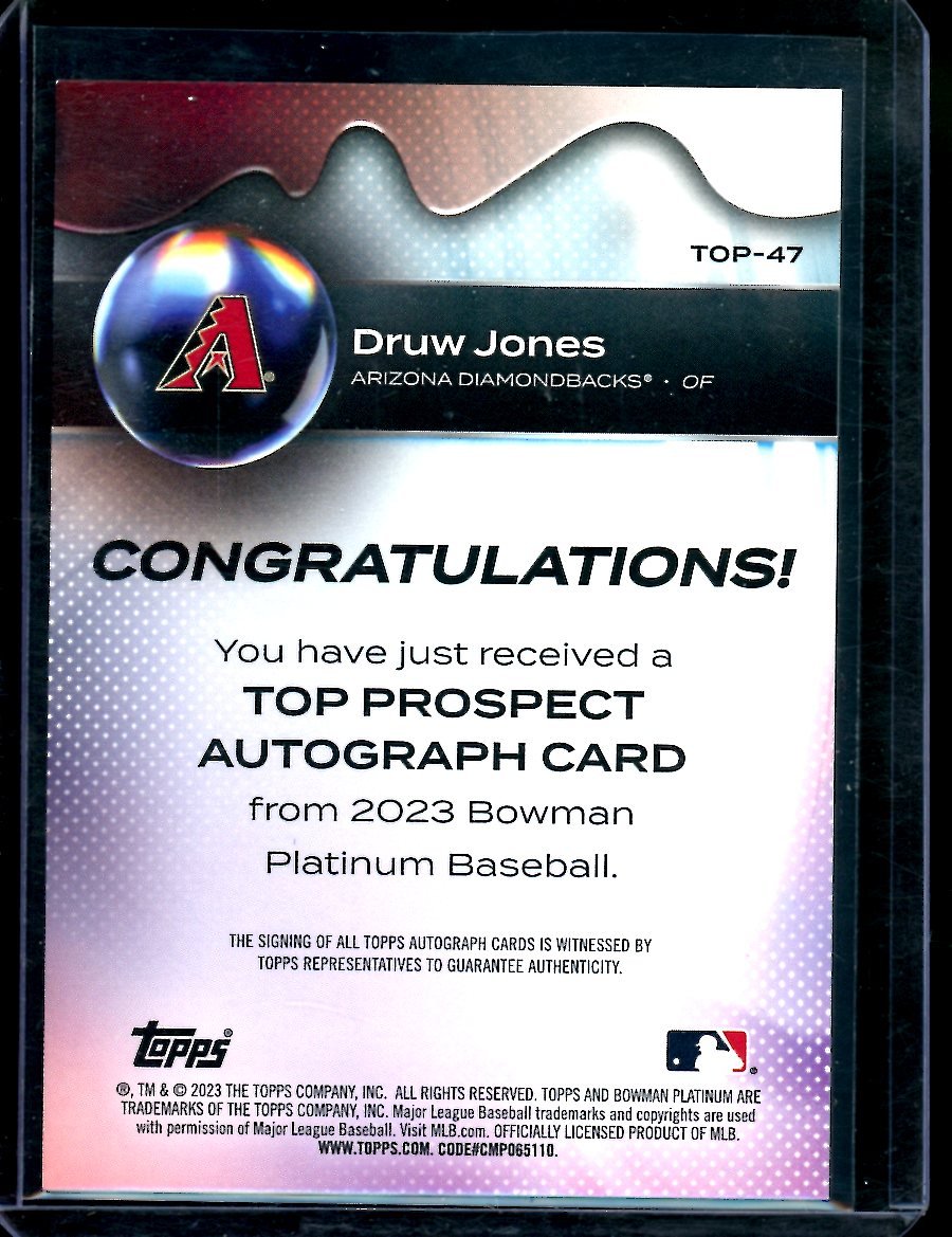2023 Bowman Platinum Druw Jones Auto Diamondbacks - Trading Card Market