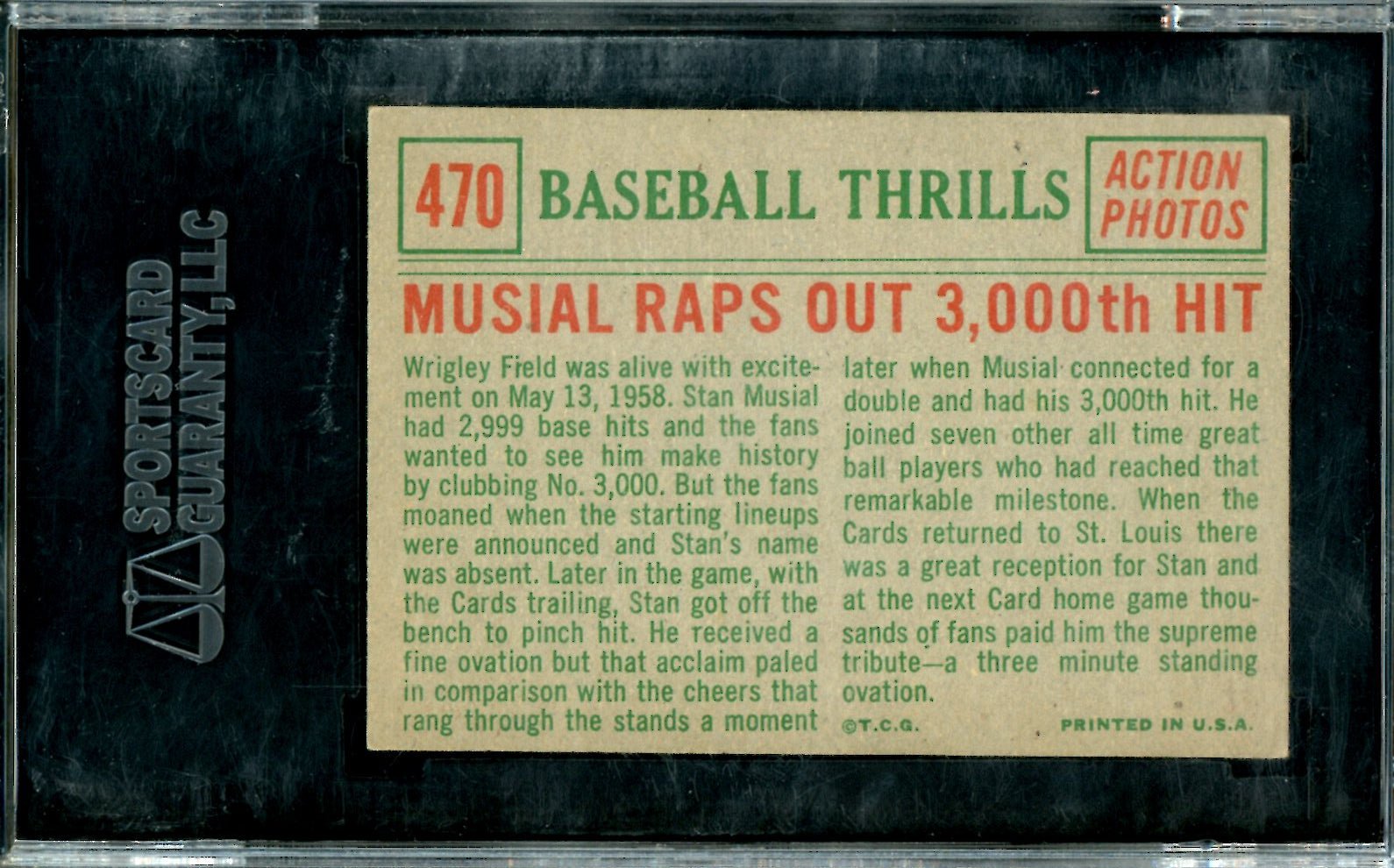 1959 Topps Stan Musial 470 Baseball Thrills SGC 4.5 Cardinals - Trading Card Market