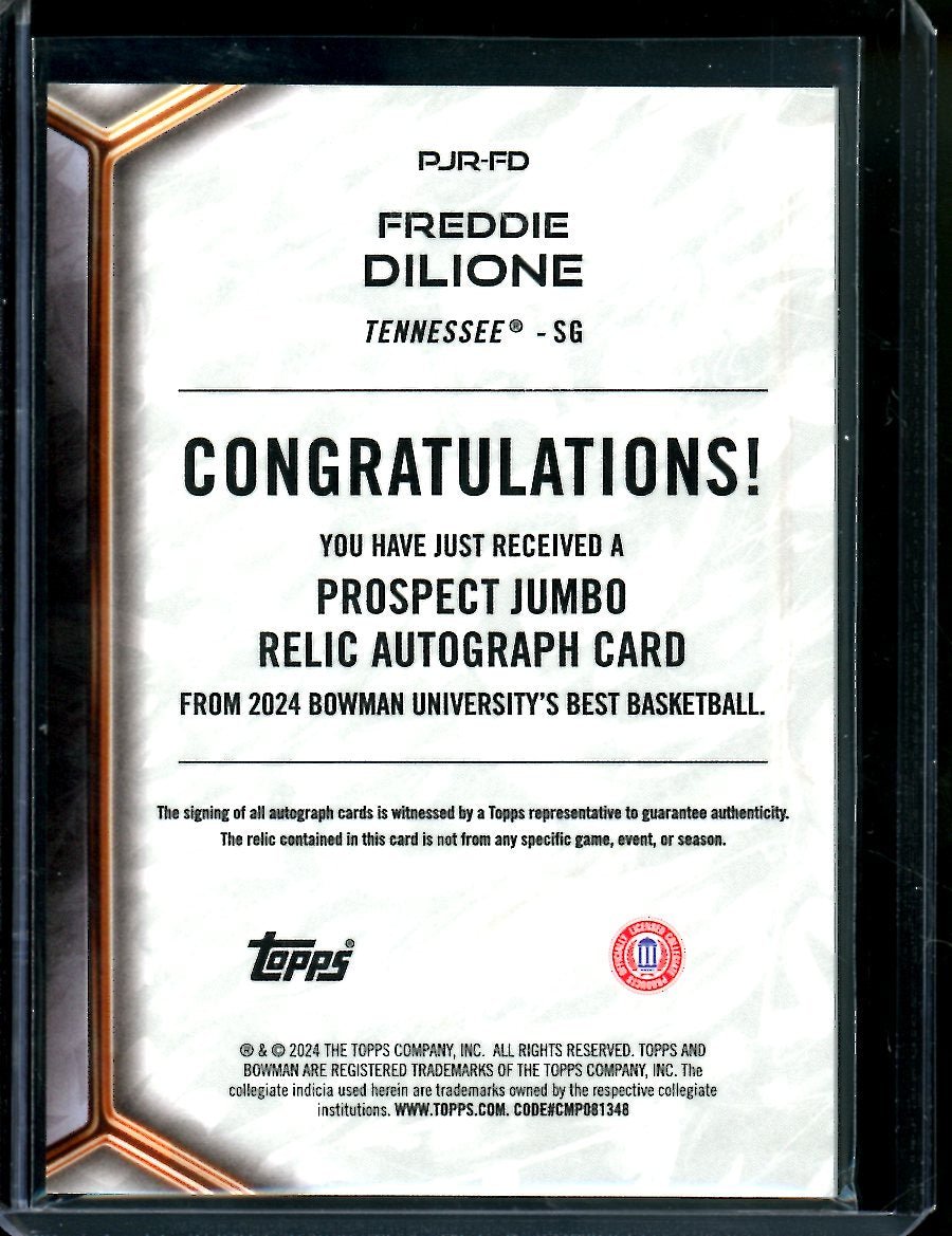 2023 Bowman University Best Freddie Dilone Patch Auto Tennessee - Trading Card Market
