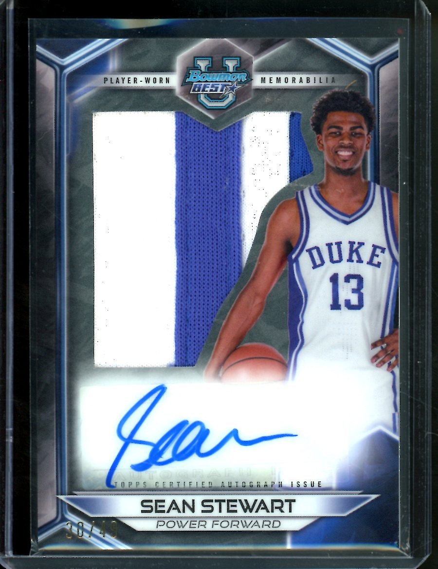 2023 Bowman University Best Sean Stewart Patch Auto /49 Duke - Trading Card Market