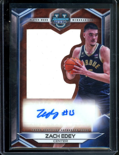 2023 Bowman University Best Zach Edey Patch Auto Purdue - Trading Card Market
