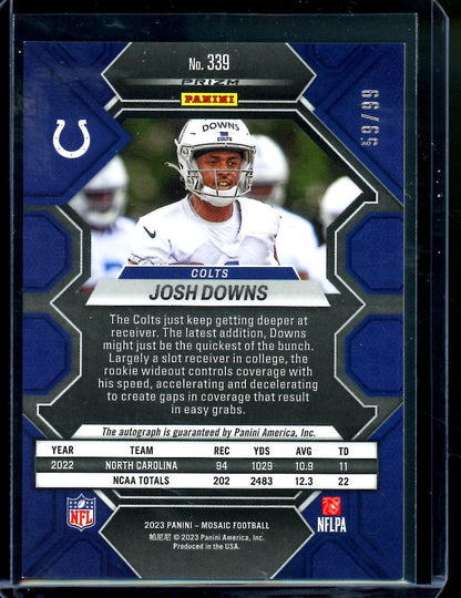 2023 Panini Mosaic Josh Downs Rookie Auto Blue /99 Colts - Trading Card Market