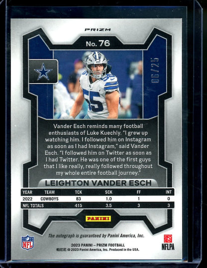 2023 Panini Prizm Leighton Vander - Esch Auto Blue Shimmer /25 Cowboys - Trading Card Market