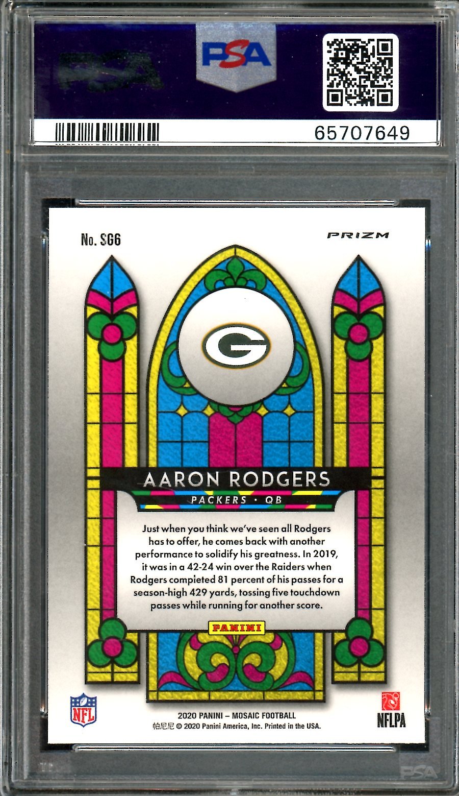 2020 Panini Mosaic Aaron Rodgers Stained Glass SSP PSA 9 Packers - Trading Card Market