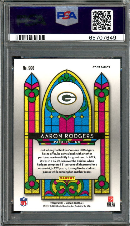 2020 Panini Mosaic Aaron Rodgers Stained Glass SSP PSA 9 Packers - Trading Card Market
